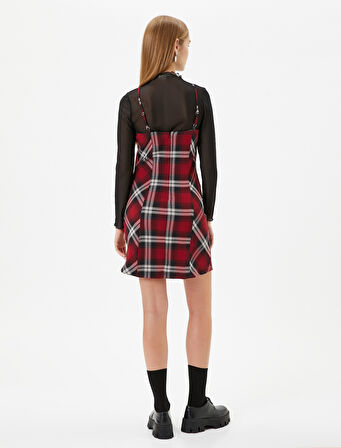Mini Salopet Elbise İnce Askılı Slim Fit