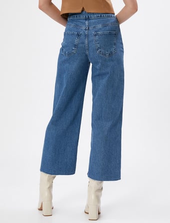 Geniş Kısa Paça Kot Pantolon Yüksek Bel - Sandra Jeans