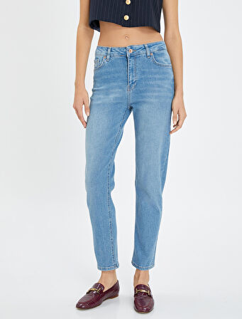 Normal Bel Kot Pantolon Düz Paça Pamuklu Cepli Normal Kesim - Eve Jean