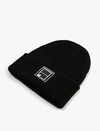 Örgü Bere Katlamalı Etiket İşlemeli