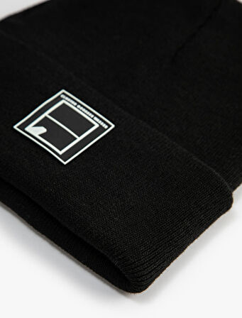 Örgü Bere Katlamalı Etiket İşlemeli