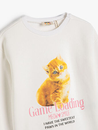 4WKG10507AK Koton Kız Çocuk Sweat EKRU