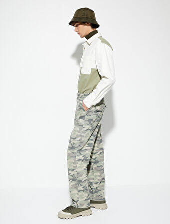 Kamuflaj Pantolon Cep Detaylı Düğmeli