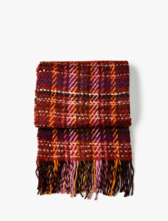 Örgü Şal Püsküllü Yumuşak Dokulu Çok Renkli