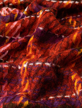 Örgü Şal Püsküllü Yumuşak Dokulu Çok Renkli