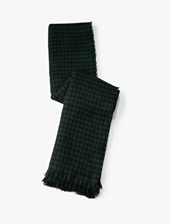 Şal Kazayağı Desenli Püsküllü Yumuşak Dokulu