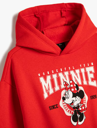 Minnie Mouse Sweatshirt Lisanslı Kapşonlu Şardonlu 