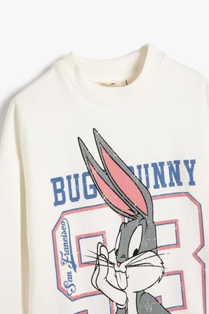 Koton Kız Çocuk Bugs Bunny Sweatshirt Lisanslı Uzun Kollu Bisiklet Yaka Şardonlu