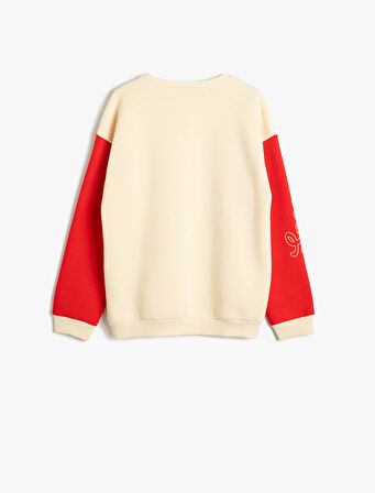 Snoopy Sweatshirt Lisanslı Bisiklet Yaka Uzun Kollu Renk Bloklu Şardonlu