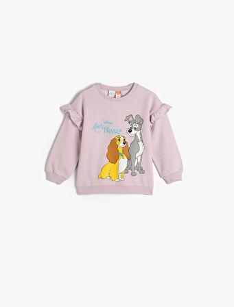 Disney Sweat Lisanslı Uzun Kollu Bisiklet Yaka Baskı Detaylı Şardonlu