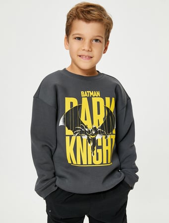 Batman Sweat Lisanslı Bisiklet Yaka Uzun Kollu Şardonlu