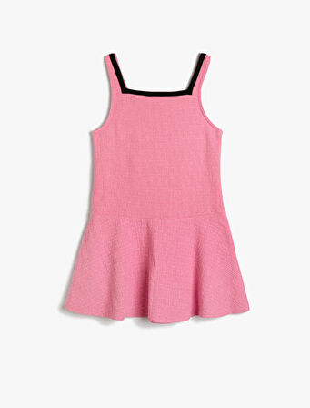 Tüvit Askılı Elbise Düğme Detaylı 