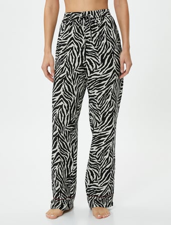 Zebra Desenli Pijama Altı Beli Lastikli
