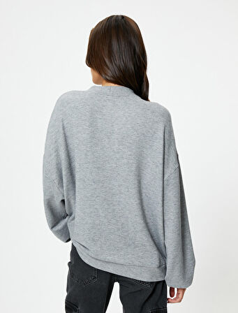 Oversize Sweatshirt Bisiklet Yaka Balon Kollu