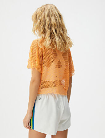 File Tişört Yarasa Kol Bisiklet Yaka Bol Kalıp