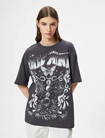 4SAL10018IK Koton Kadın T-shirt ANTRASİT