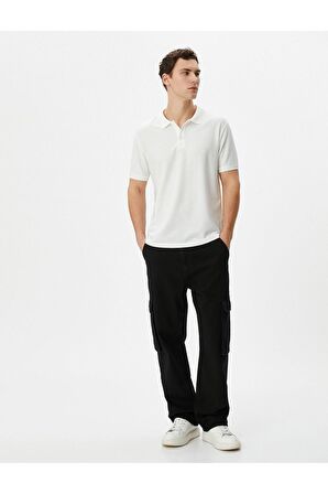 Yakalı Tişört Slim Fit Düğme Detaylı Kısa Kollu