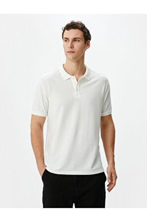 Yakalı Tişört Slim Fit Düğme Detaylı Kısa Kollu