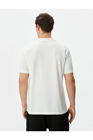 Yakalı Tişört Slim Fit Düğme Detaylı Kısa Kollu