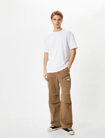 Basic Oversize Tişört Bisiklet Yaka Düşük Omuzlu Kısa Kollu Pamuklu