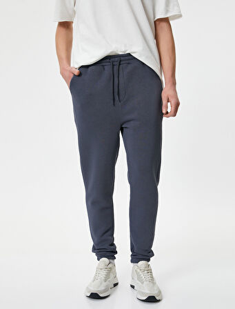 Jogger Eşofman Altı Slogan Baskılı Beli Bağcıklı Cepli