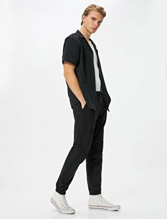 4SAM40013HW Koton Erkek Kanvas Pantolon SİYAH