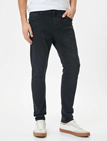 4Sam40021Nd Trousers Koton Erkek Jean Pantolon SİYAH