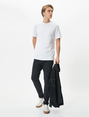4Sam40021Nd Trousers Koton Erkek Jean Pantolon SİYAH