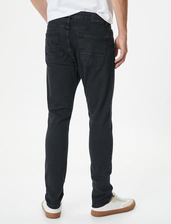 4Sam40021Nd Trousers Koton Erkek Jean Pantolon SİYAH