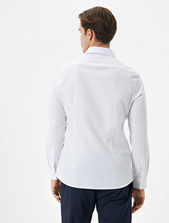 Slim Fit Gömlek Yarım İtalyan Yaka Uzun Kollu