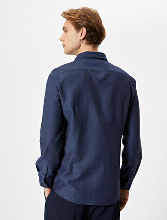 Slim Fit Gömlek Yarım İtalyan Yaka Uzun Kollu