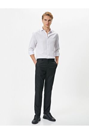 Klasik Gömlek Yarım İtalyan Yaka Düğmeli Uzun Kollu