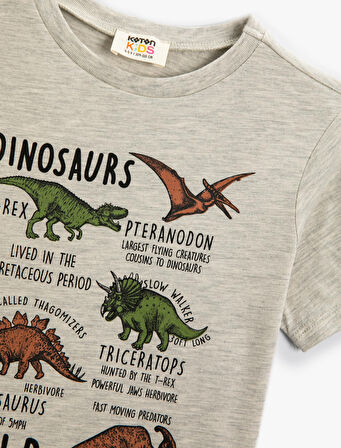 Dinozorlu Tişört Kısa Kollu Bisiklet Yaka