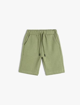 Basic Şort Dokulu Beli Bağlamalı