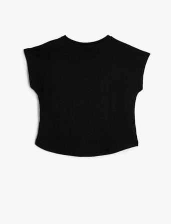 4SKG10020AK Koton Kız Çocuk T-shirt SİYAH