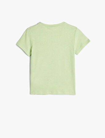 4SKG10031AK Koton Kız Çocuk T-shirt YEŞİL