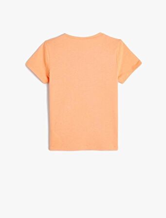 4SKG10033AK Koton Kız Çocuk T-shirt TURUNCU