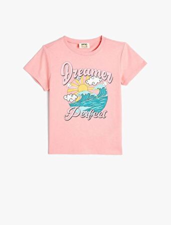 4SKG10116AK Koton Kız Çocuk T-shirt PEMBE