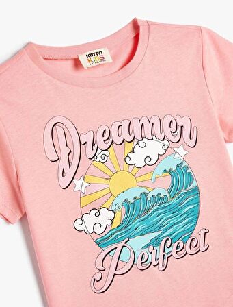 4SKG10116AK Koton Kız Çocuk T-shirt PEMBE