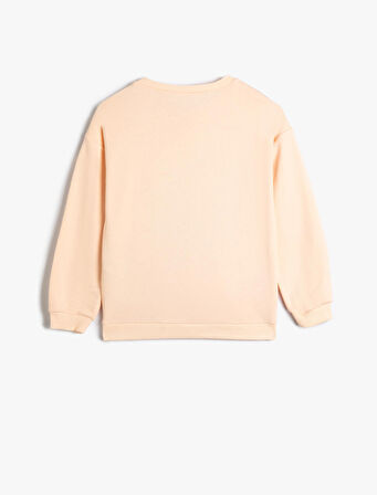 Sweatshirt Pullu Payetli Uzun Kollu Bisiklet Yaka Pamuklu 