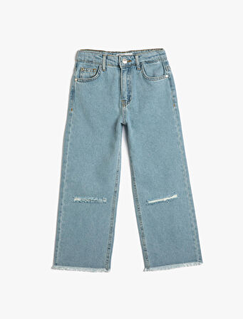 Kot Pantolon Düz Paça Cepli Pamuklu - Boyfriend Jean