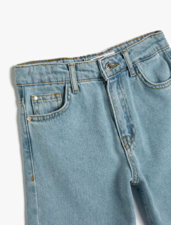 Kot Pantolon Düz Paça Cepli Pamuklu - Boyfriend Jean