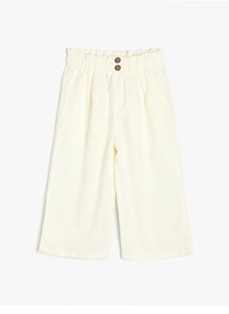 Koton Normal Bel Normal Paça Beyaz Kız Çocuk Chino Pantolon 4SKG40016AW