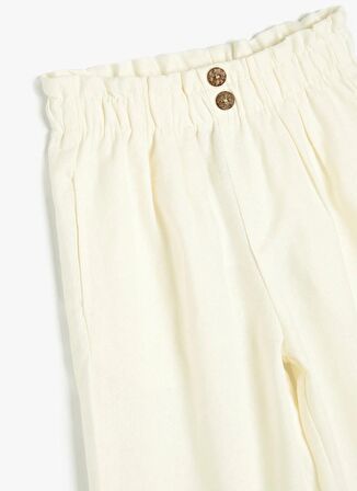 Koton Normal Bel Normal Paça Beyaz Kız Çocuk Chino Pantolon 4SKG40016AW
