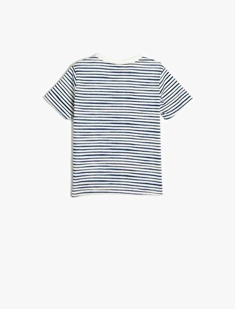 4SMB10059TK Koton Erkek Bebek T-shirt LACİVERT ÇİZGİLİ