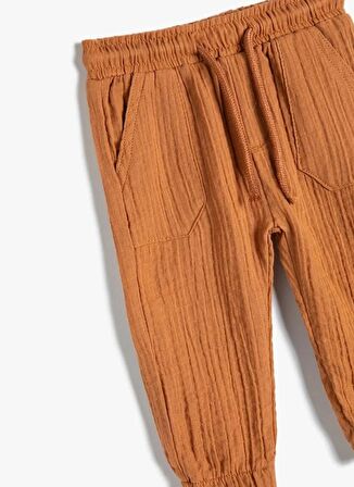 Koton Normal Bel Lastikli Paça Kahve Erkek Chino Pantolon 4SMB40005TW-Y
