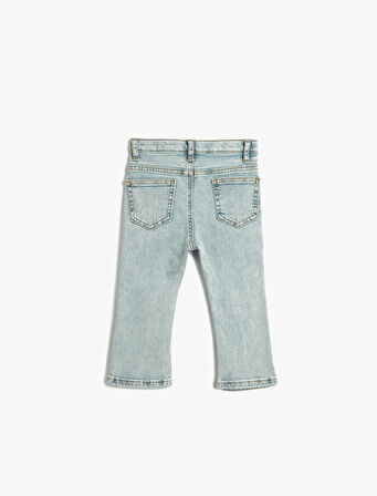 İspanyol Paça Kot Pantolon Cepli Pamuklu - Flare Jean