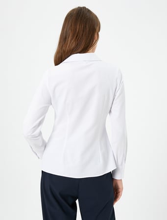 Uzun Kollu Gömlek Slim Fit Fırfır Detaylı Düğmeli