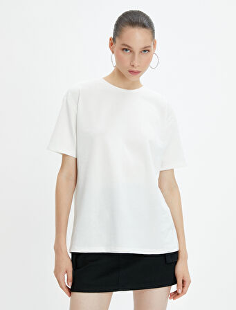 Basic Tişört Pamuklu Kısa Kollu Bisiklet Yaka 