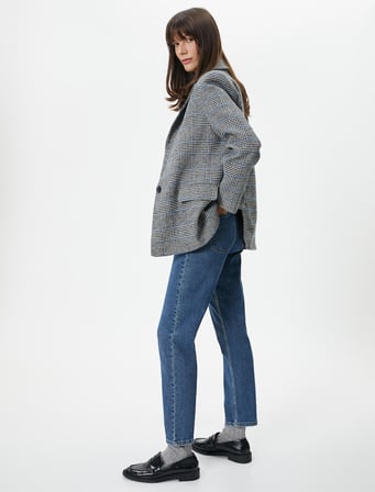 Yüksek Bel Kot Pantolon Dar Düz Paça Esnek - Eve Slim Jean